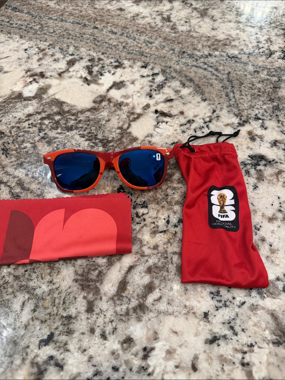 IFA Red Sunglasses with Blue Lenses - FIFA Official Pouch